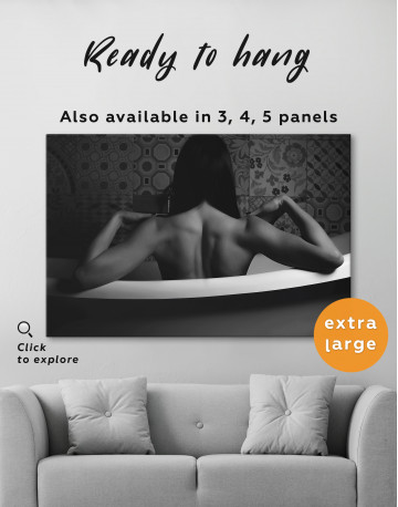 Black and White Naked Woman in Bath Canvas Wall Art - image 5