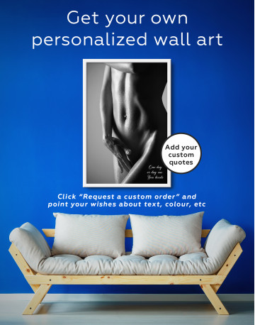 Framed Black and White Woman Body Nude Canvas Wall Art - image 1