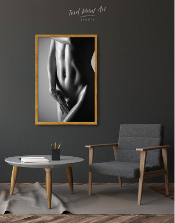 Framed Black and White Woman Body Nude Canvas Wall Art - image 2