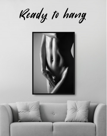 Framed Black and White Woman Body Nude Canvas Wall Art