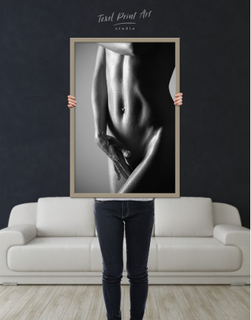 Framed Black and White Woman Body Nude Canvas Wall Art - image 3