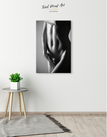 Black and White Woman Body Nude Canvas Wall Art - image 1