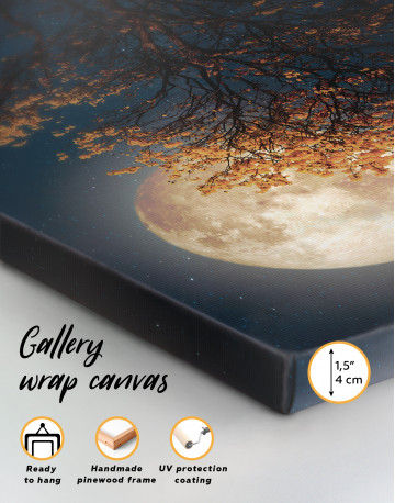 Beautiful Yellow Blossom With Full Moon Canvas Wall Art - image 5