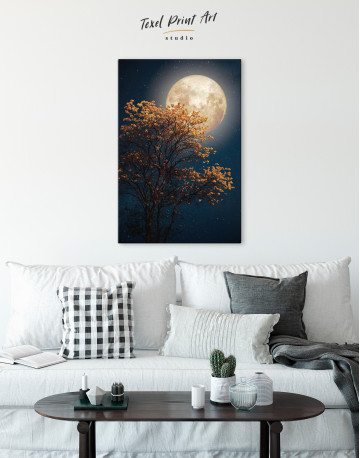Beautiful Yellow Blossom With Full Moon Canvas Wall Art - image 3
