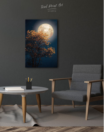 Beautiful Yellow Blossom With Full Moon Canvas Wall Art - image 2