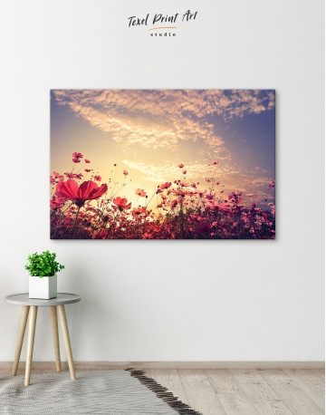Pink Field Flower Sunset Canvas Wall Art - image 6