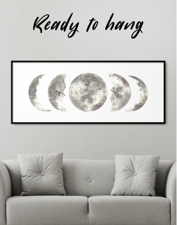 Framed Watercolor Moon Phases Canvas Wall Art