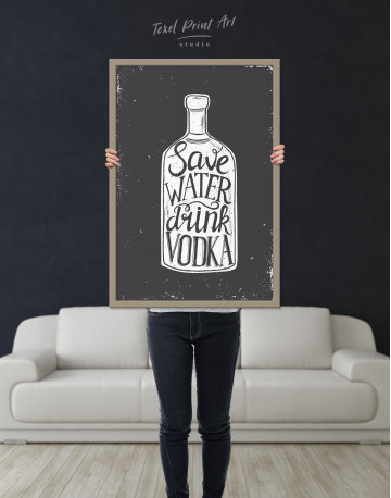 Framed Save Water Drink Vodka Canvas Wall Art - image 1