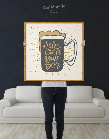 Framed Save Water Drink Beer Canvas Wall Art - image 4