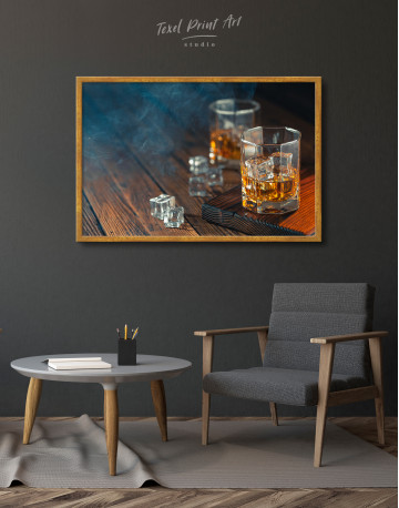 Framed Whiskey Glass With Ice Canvas Wall Art - image 3
