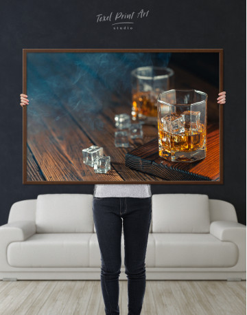 Framed Whiskey Glass With Ice Canvas Wall Art - image 4