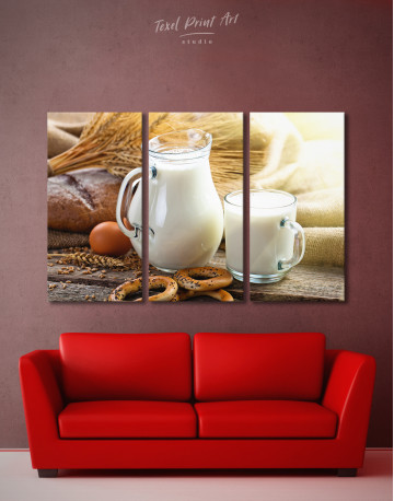 3 Panels Bread with Milk Canvas Wall Art