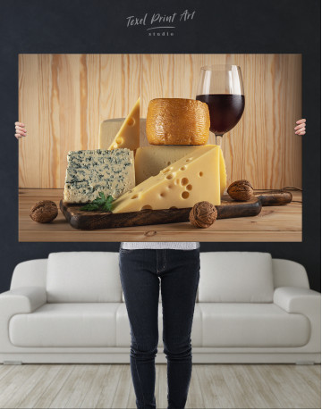 Cheese and Wine Canvas Wall Art - image 1