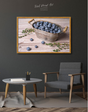 Framed Bowl With Blueberries Canvas Wall Art - image 3