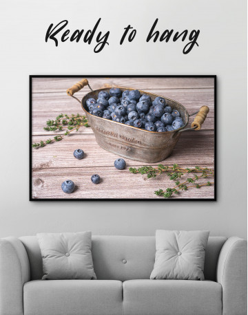 Framed Bowl With Blueberries Canvas Wall Art