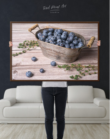 Framed Bowl With Blueberries Canvas Wall Art - image 4
