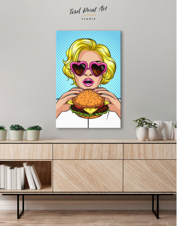 Pop Art Cheeseburger Canvas Wall Art - image 3