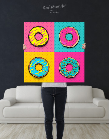 Donut Pop Art Style Canvas Wall Art - image 1
