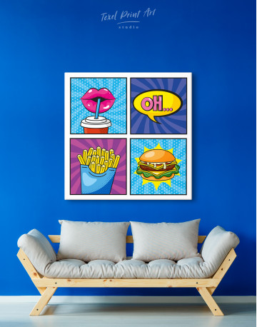 Pop Art Burger Set Canvas Wall Art - image 3