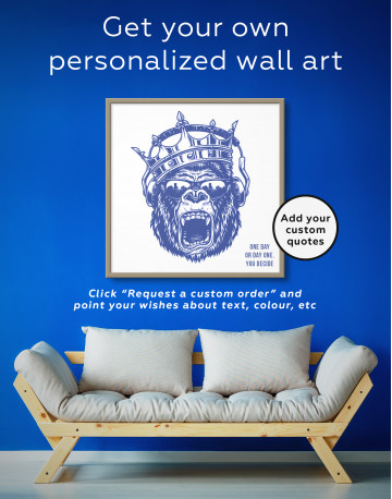 Framed Gorilla with Crown Canvas Wall Art - image 2