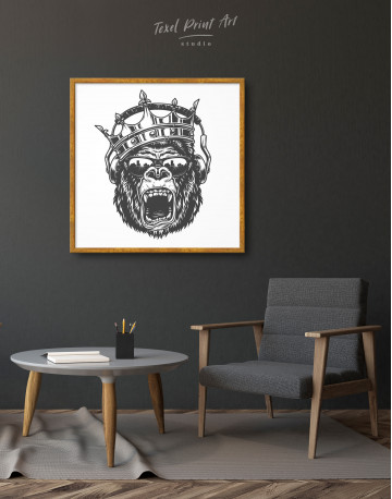 Framed Gorilla with Crown Canvas Wall Art - image 3