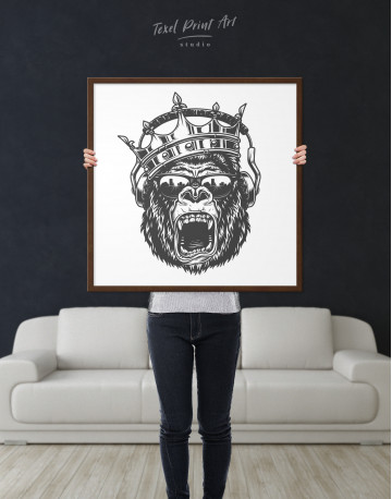 Framed Gorilla with Crown Canvas Wall Art - image 4