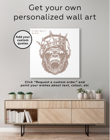 Gorilla with Crown Canvas Wall Art - image 3