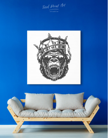 Gorilla with Crown Canvas Wall Art - image 4