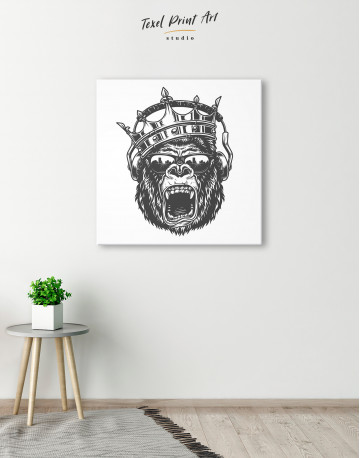 Gorilla with Crown Canvas Wall Art - image 5