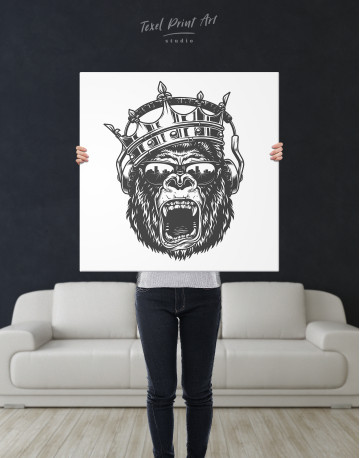 Gorilla with Crown Canvas Wall Art - image 1