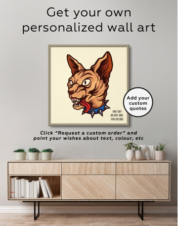 Framed Punk Sphinx Cat Canvas Wall Art - image 2