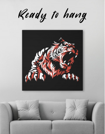 Silhouette Tiger Canvas Wall Art