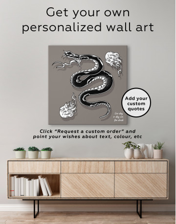 Black Snake with White Flame Canvas Wall Art - image 3