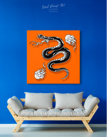Black Snake with White Flame Canvas Wall Art - image 4