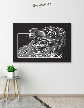 Steampunk Black and White Dinosaur Canvas Wall Art - image 6