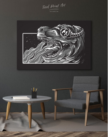 Steampunk Black and White Dinosaur Canvas Wall Art - image 7