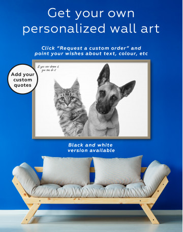 Framed Belgian Shepherd and Maine Coon Canvas Wall Art - image 2