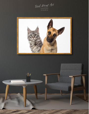 Framed Belgian Shepherd and Maine Coon Canvas Wall Art - image 3