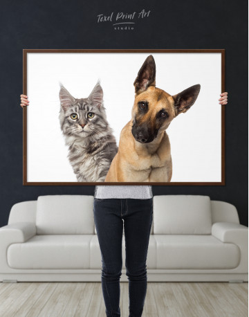Framed Belgian Shepherd and Maine Coon Canvas Wall Art - image 4