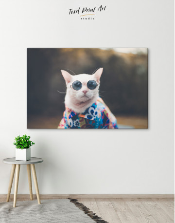 Stylish Cat Hipster Canvas Wall Art - image 4