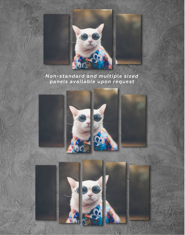 Stylish Cat Hipster Canvas Wall Art - image 3