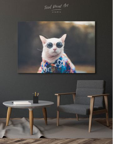 Stylish Cat Hipster Canvas Wall Art - image 2