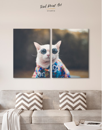 Stylish Cat Hipster Canvas Wall Art - image 9