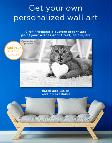 Brown Scottish fold with Heart Canvas Wall Art - image 3