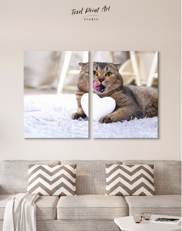 Brown Scottish fold with Heart Canvas Wall Art - image 10