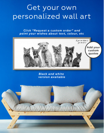 Framed Cute Cats and Dogs Canvas Wall Art - image 1