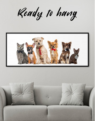 Framed Cute Cats and Dogs Canvas Wall Art