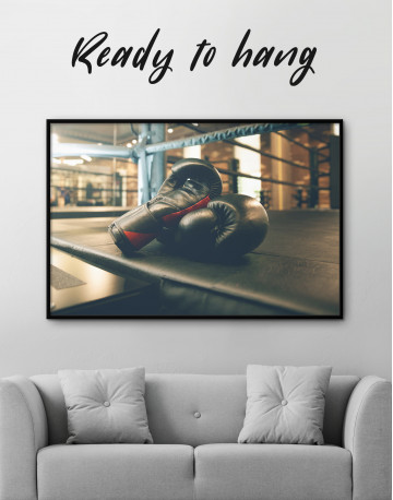 Framed Boxing Gloves in the Ring Canvas Wall Art