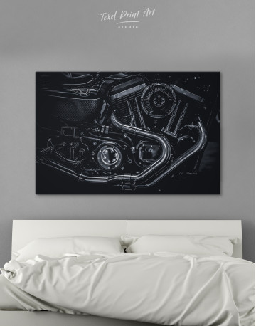 Black Motorcycle Engine Canvas Wall Art