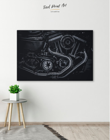Black Motorcycle Engine Canvas Wall Art - image 6
